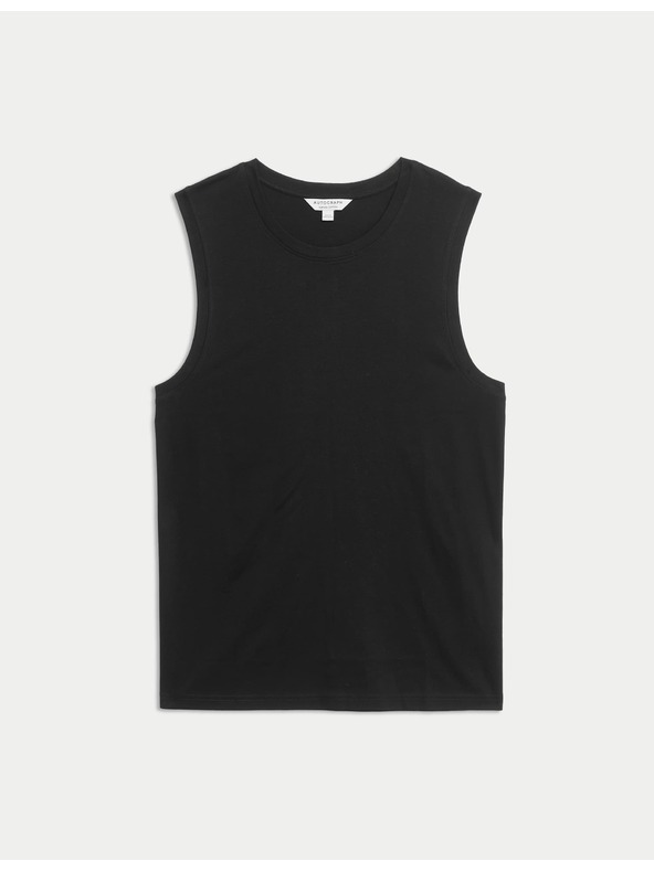 Marks & Spencer Tílkový top z čisté bavlny Supima® s výstřihem ke krku Marks & Spencer černá