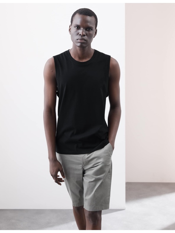 Marks & Spencer Tílkový top z čisté bavlny Supima® s výstřihem ke krku Marks & Spencer černá