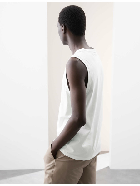 Marks & Spencer Tílkový top z čisté bavlny Supima® s výstřihem ke krku Marks & Spencer bílá