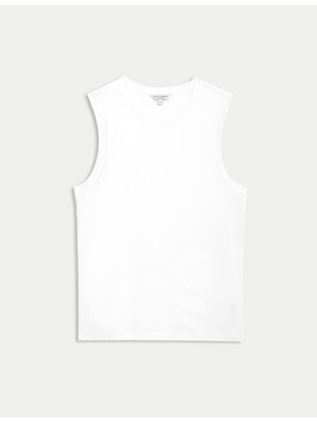 Marks & Spencer Tílkový top z čisté bavlny Supima® s výstřihem ke krku Marks & Spencer bílá