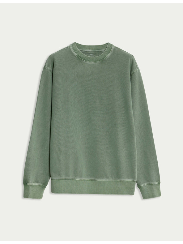 Marks & Spencer Barvená mikina z čisté bavlny Marks & Spencer zelená