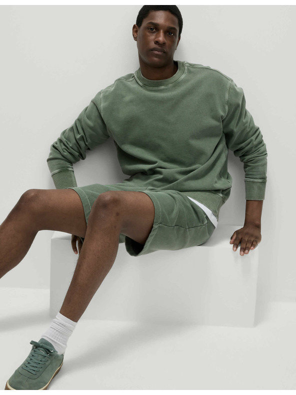 Marks & Spencer Barvená mikina z čisté bavlny Marks & Spencer zelená