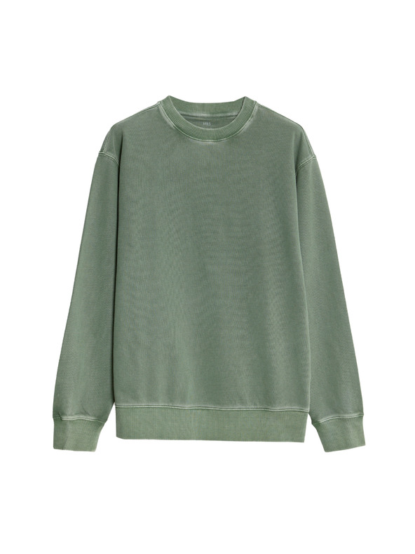 Marks & Spencer Barvená mikina z čisté bavlny Marks & Spencer zelená