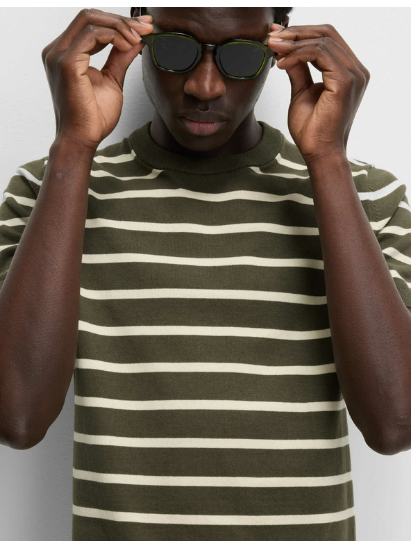 Marks & Spencer Proužkované tričko s vysokým podílem bavlny Marks & Spencer zelená