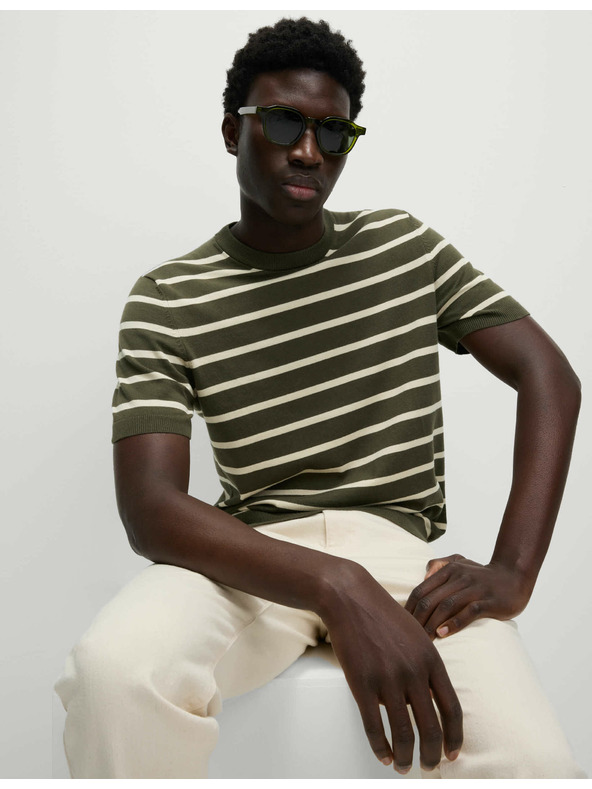 Marks & Spencer Proužkované tričko s vysokým podílem bavlny Marks & Spencer zelená