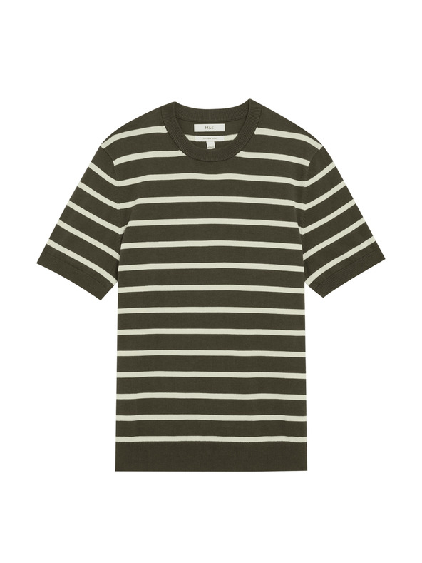 Marks & Spencer Proužkované tričko s vysokým podílem bavlny Marks & Spencer zelená