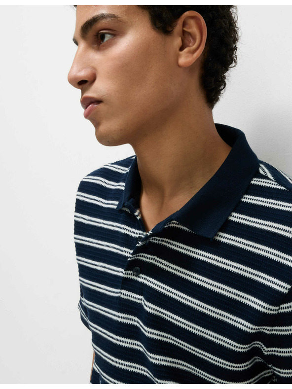 Marks & Spencer Pruhovaná polokošile s vysokým podílem bavlny Marks & Spencer námořnická modrá