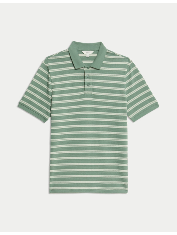 Marks & Spencer Pruhovaná polokošile s vysokým podílem bavlny Marks & Spencer zelená