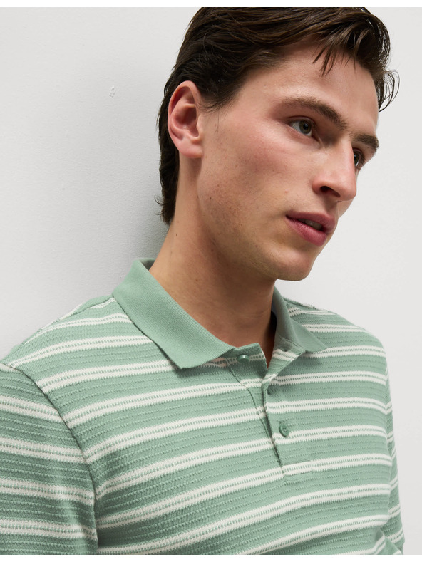 Marks & Spencer Pruhovaná polokošile s vysokým podílem bavlny Marks & Spencer zelená