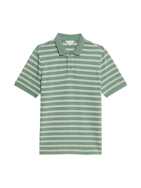 Marks & Spencer Pruhovaná polokošile s vysokým podílem bavlny Marks & Spencer zelená