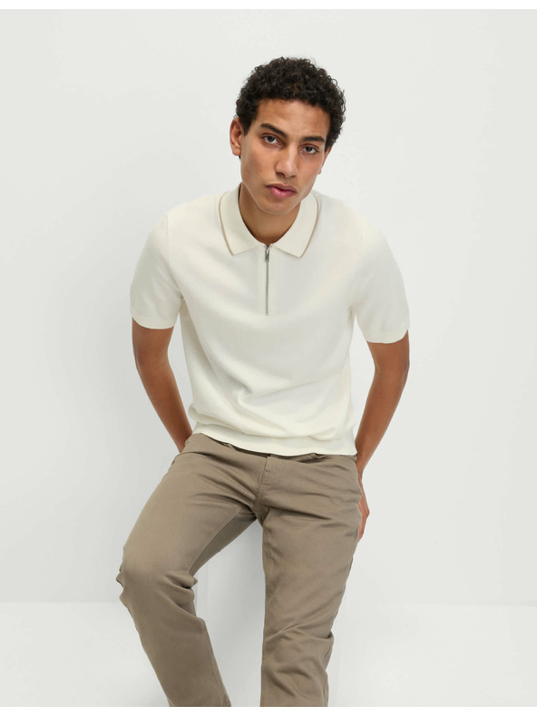 Marks & Spencer Pletená polokošile s polovičním zipem, s vysokým podílem bavlny Marks & Spencer smetanová