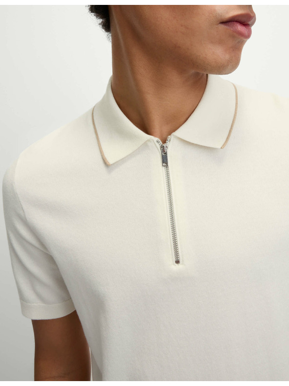 Marks & Spencer Pletená polokošile s polovičním zipem, s vysokým podílem bavlny Marks & Spencer smetanová