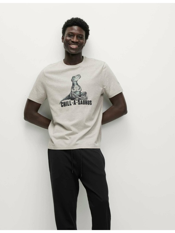 Marks & Spencer Pyžamový top z čisté bavlny s grafickým motivem dinosaurů Marks & Spencer béžová