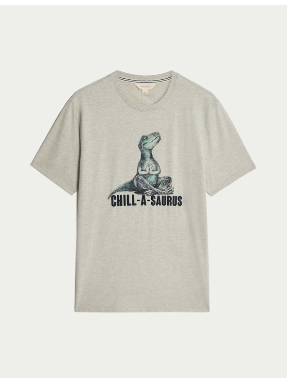 Marks & Spencer Pyžamový top z čisté bavlny s grafickým motivem dinosaurů Marks & Spencer béžová