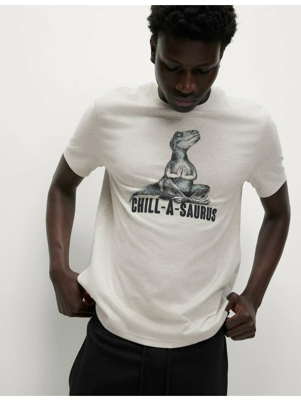 Marks & Spencer Pyžamový top z čisté bavlny s grafickým motivem dinosaurů Marks & Spencer béžová