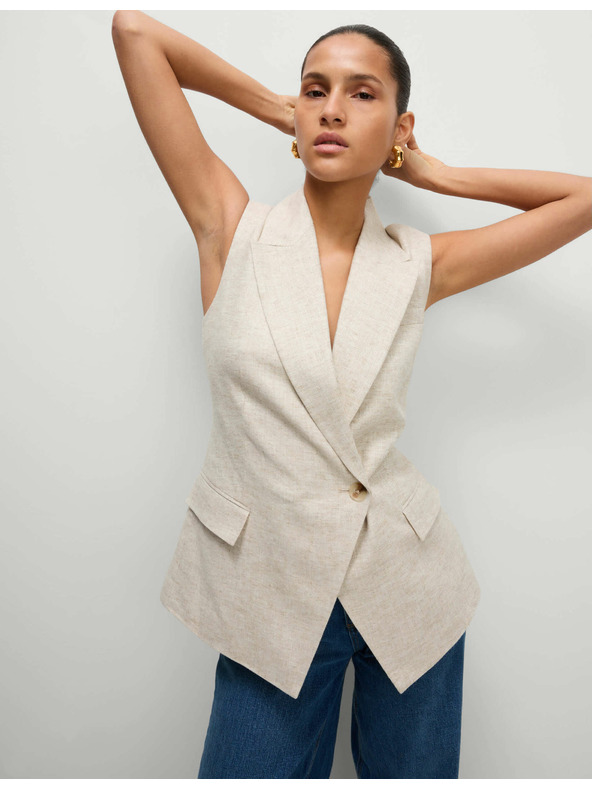 Marks & Spencer Vesta ze směsi lnu Marks & Spencer smetanová