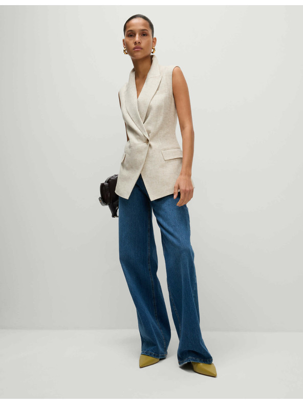 Marks & Spencer Vesta ze směsi lnu Marks & Spencer smetanová