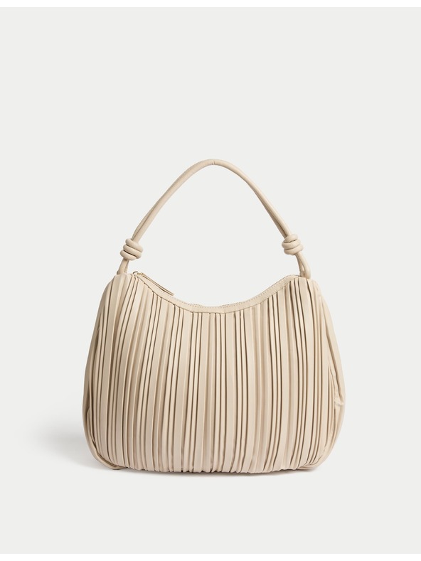 Marks & Spencer Koženková plisovaná taška přes rameno s uchem nahoře Marks & Spencer smetanová