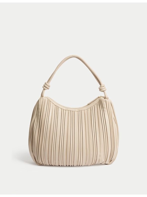 Marks & Spencer Koženková plisovaná taška přes rameno s uchem nahoře Marks & Spencer smetanová