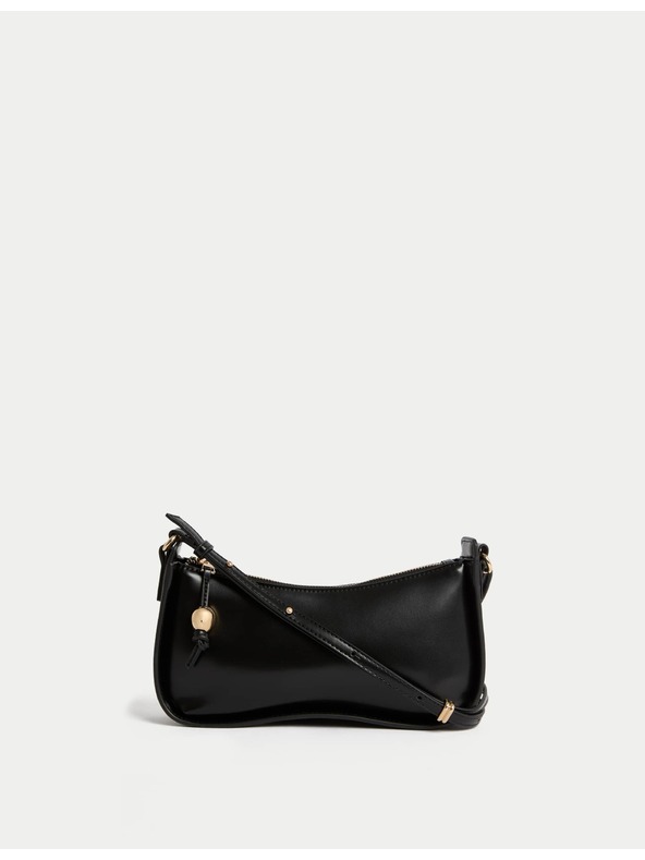 Marks & Spencer Kabelka typu bagetka z hladké umělé kůže Marks & Spencer černá