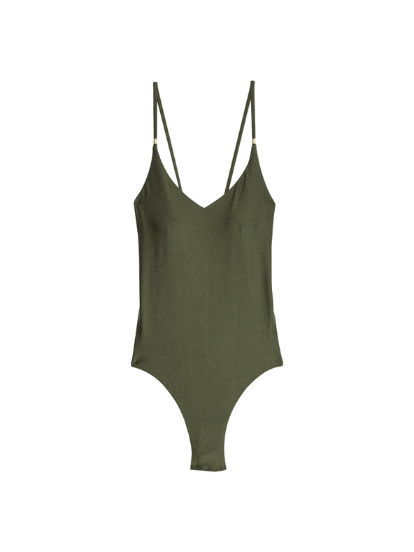 Marks & Spencer Plavky s výstřihem do V a ozdobným lemováním Marks & Spencer zelená