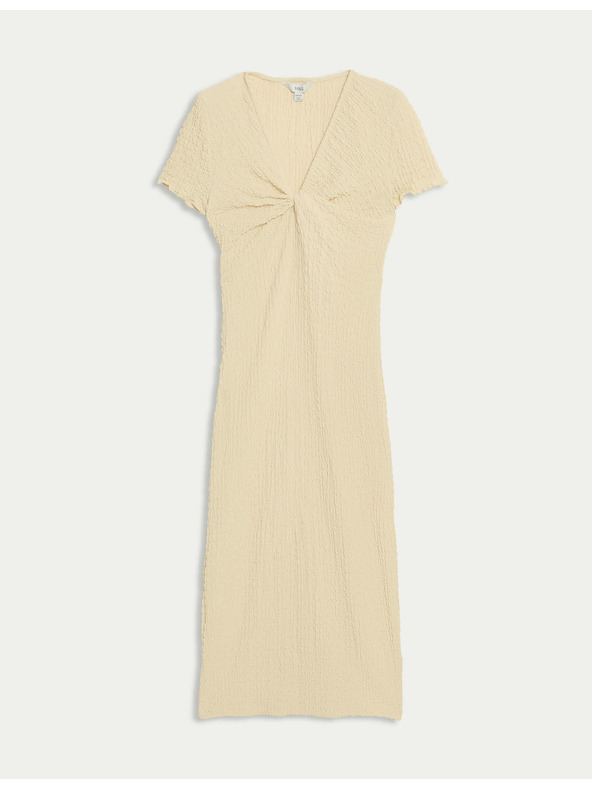 Marks & Spencer Žerzejové texturované midi pouzdrové šaty s výstřihem do V Marks & Spencer