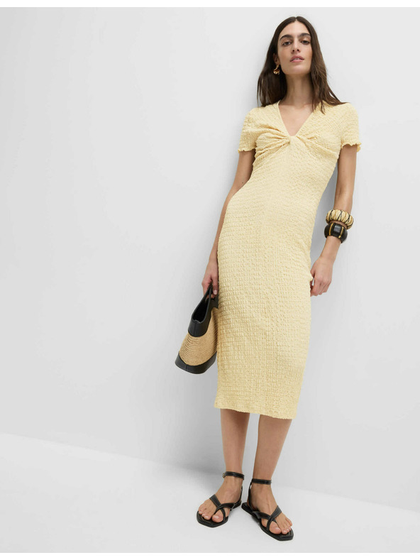 Marks & Spencer Žerzejové texturované midi pouzdrové šaty s výstřihem do V Marks & Spencer