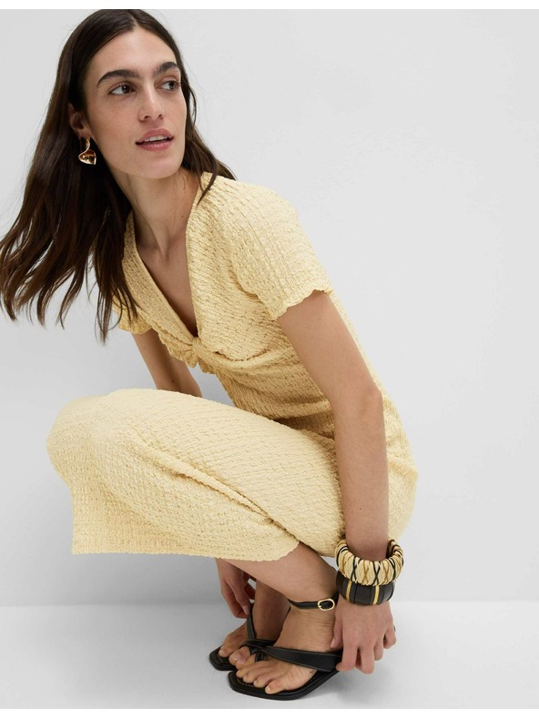 Marks & Spencer Žerzejové texturované midi pouzdrové šaty s výstřihem do V Marks & Spencer