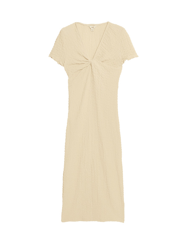 Marks & Spencer Žerzejové texturované midi pouzdrové šaty s výstřihem do V Marks & Spencer