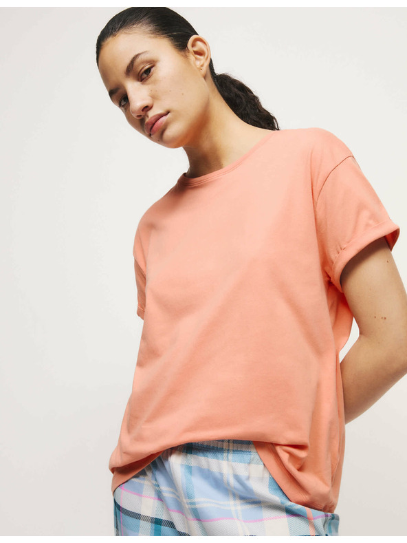 Marks & Spencer Kostkovaná pyžamová souprava z čisté bavlny Marks & Spencer oranžová