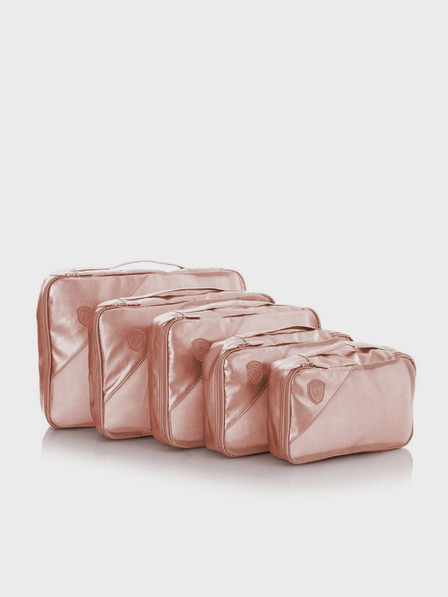 Heys Sada pěti cestovních taštiček v starorůžové barvě Heys Metallic Packing Cube 5pc