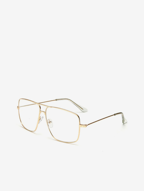 VEYREY Hranaté brýle s čirými skly v zlaté barvě VeyRey Miles