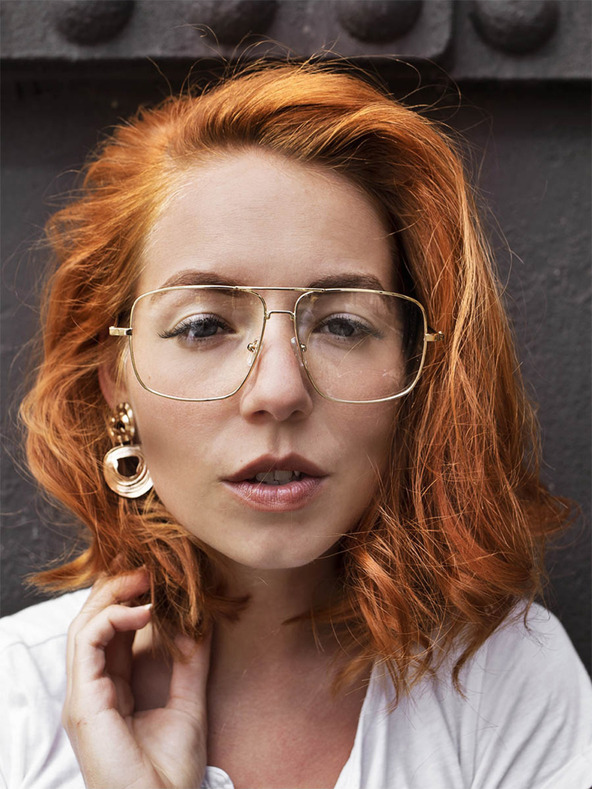 VEYREY Hranaté brýle s čirými skly v zlaté barvě VeyRey Miles