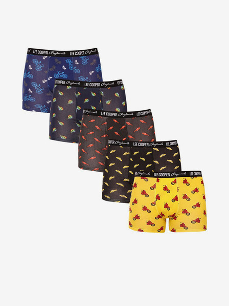 Lee Cooper Sada pěti pánských vzorovaných boxerek v žluté, černé a modré barvě Lee Cooper