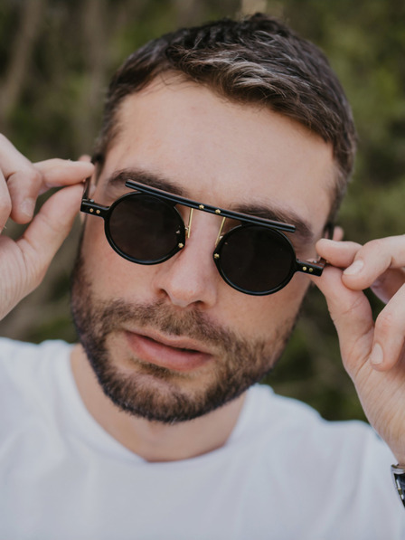 VEYREY Černé unisex sluneční brýle VeyRey Steampunk Punnyostion