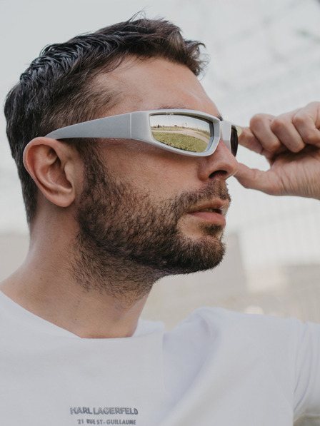 VEYREY Bílé unisex sportovní sluneční brýle VeyRey Steampunk Istephiel