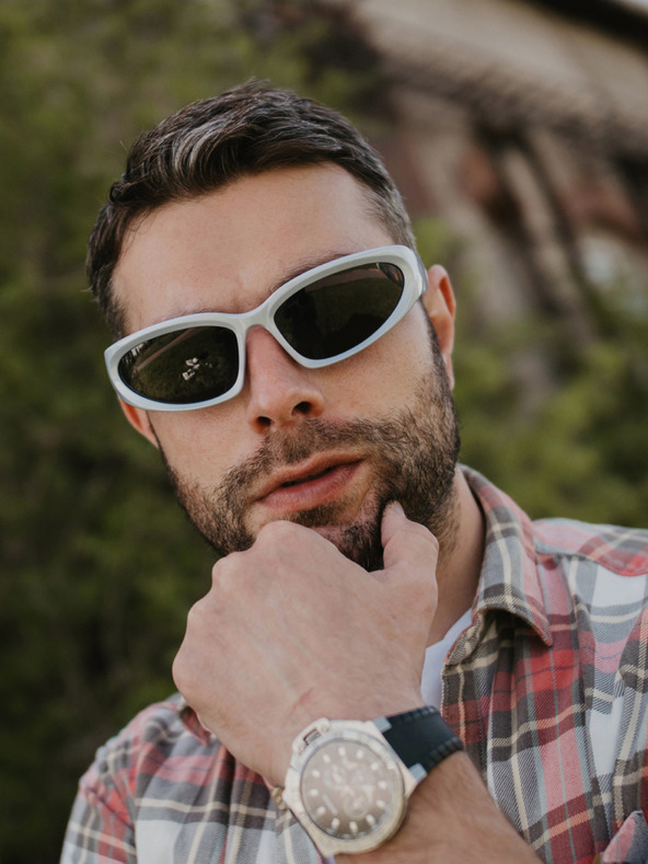 VEYREY Bílé unisex sluneční brýle VeyRey Steampunk Telos