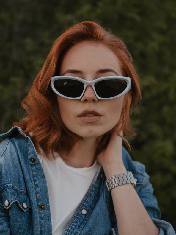 VEYREY Bílé unisex sluneční brýle VeyRey Steampunk Telos