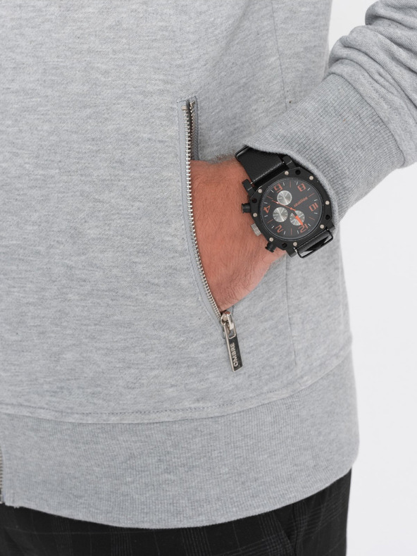 Ombre Clothing Světle šedá pánská mikina s kapucí Ombre Clothing