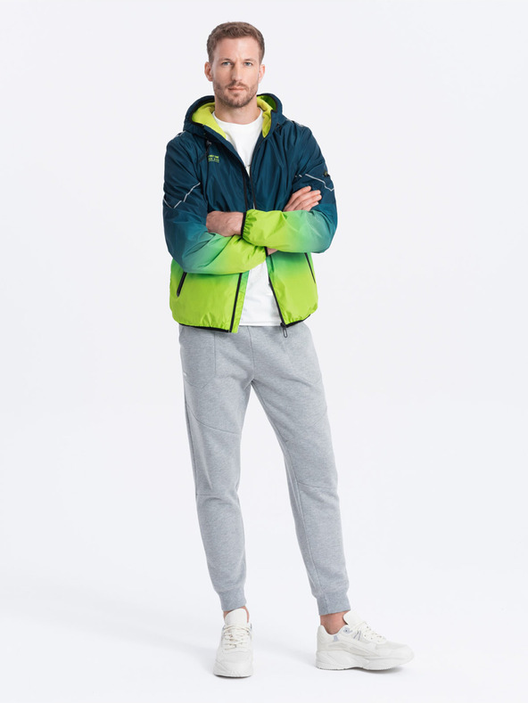 Ombre Clothing Zeleno-petrolejová pánská sportovní bunda Ombre Clothing