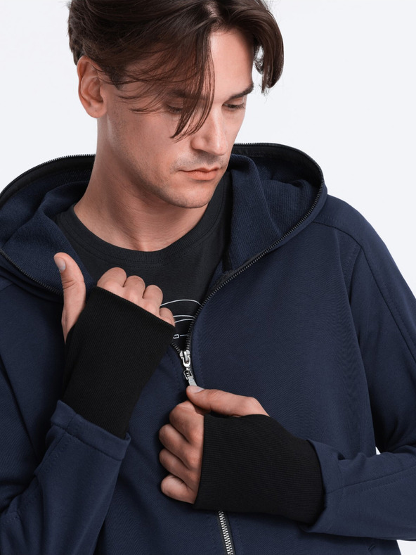 Ombre Clothing Tmavě modrá pánská mikina s kapucí Ombre Clothing