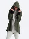 Ombre Clothing Tmavě zelená pánská mikina s asymetrickým zapínáním Ombre Clothing