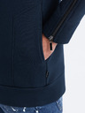 Ombre Clothing Tmavě modrá pánská mikina s asymetrickým zapínáním Ombre Clothing