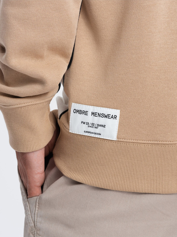 Ombre Clothing Bílo-béžová pánská mikina Ombre Clothing