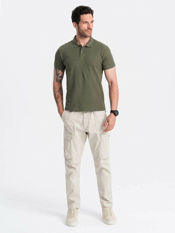 Ombre Clothing Zelené pánské basic polo tričko Ombre Clothing