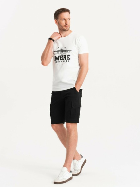 Ombre Clothing Černé pánské cargo kraťasy Ombre Clothing