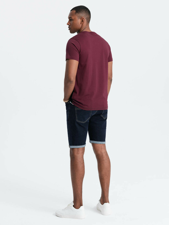 Ombre Clothing Vínové pánské bavlněné tričko Ombre Clothing