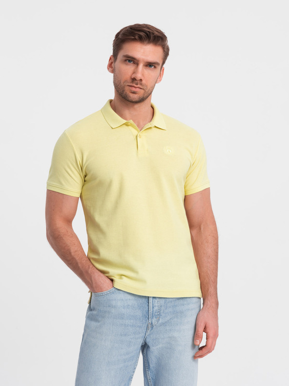 Ombre Clothing Žluté pánské basic polo tričko Ombre Clothing