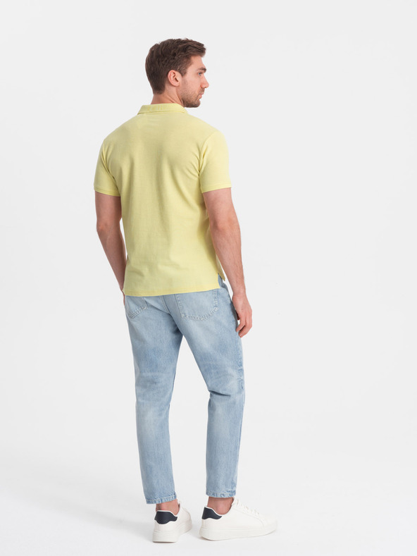 Ombre Clothing Žluté pánské basic polo tričko Ombre Clothing