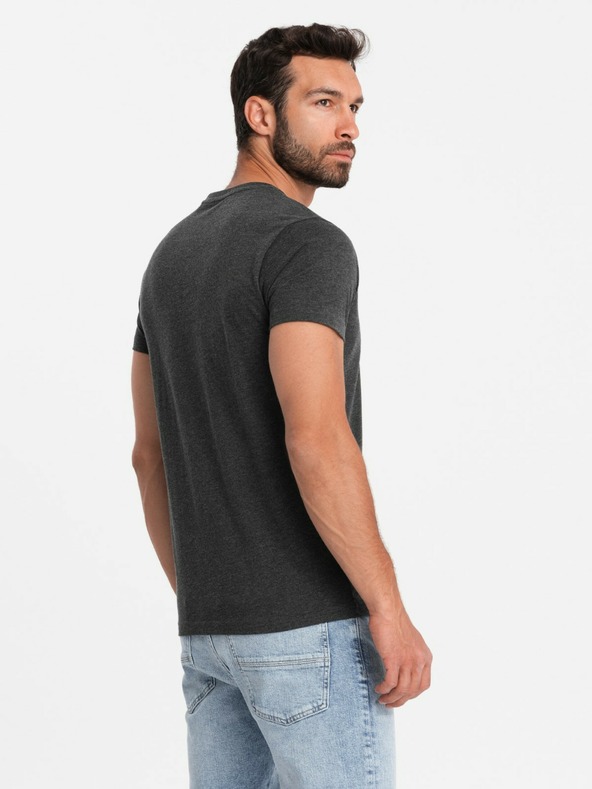 Ombre Clothing Černé pánské tričko s výstřihem henley Ombre Clothing